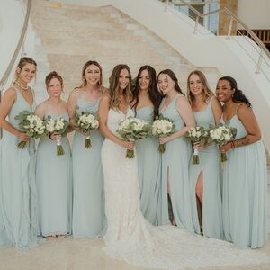 Seafoam green Kennedy Blue Chiffon Bridesmaid Dress